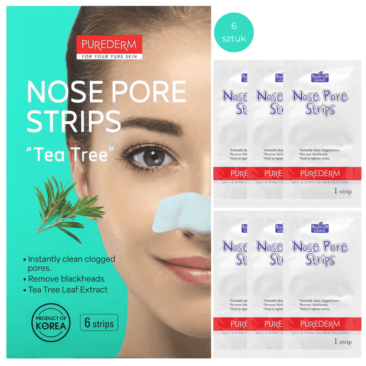 Nose Pore Strips,. - oczyszczające plastry na nos z drzewem herbacianym