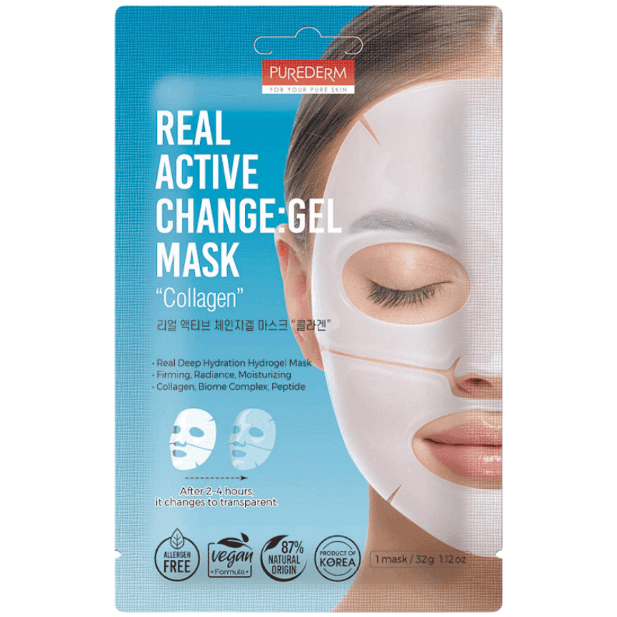Real Active Change: Gel Mask ,,Collagen'', - hydrożelowa maska do twarzy z kolagenem