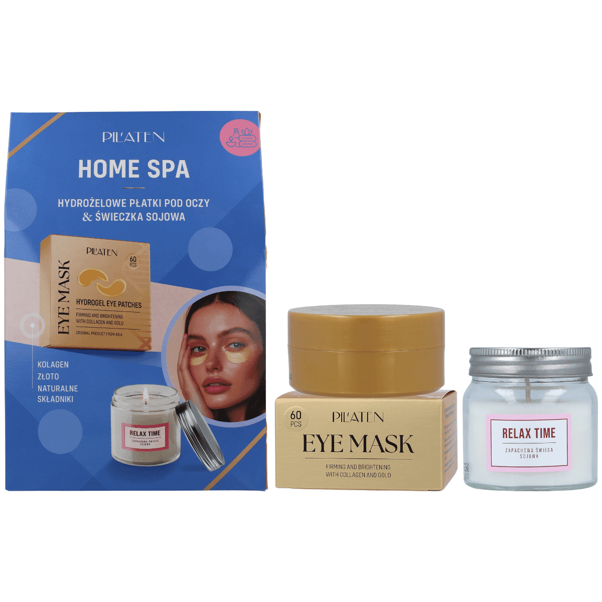 Home SPA - domowy zestaw SPA z płatkami pod oczy i świecą zapachową