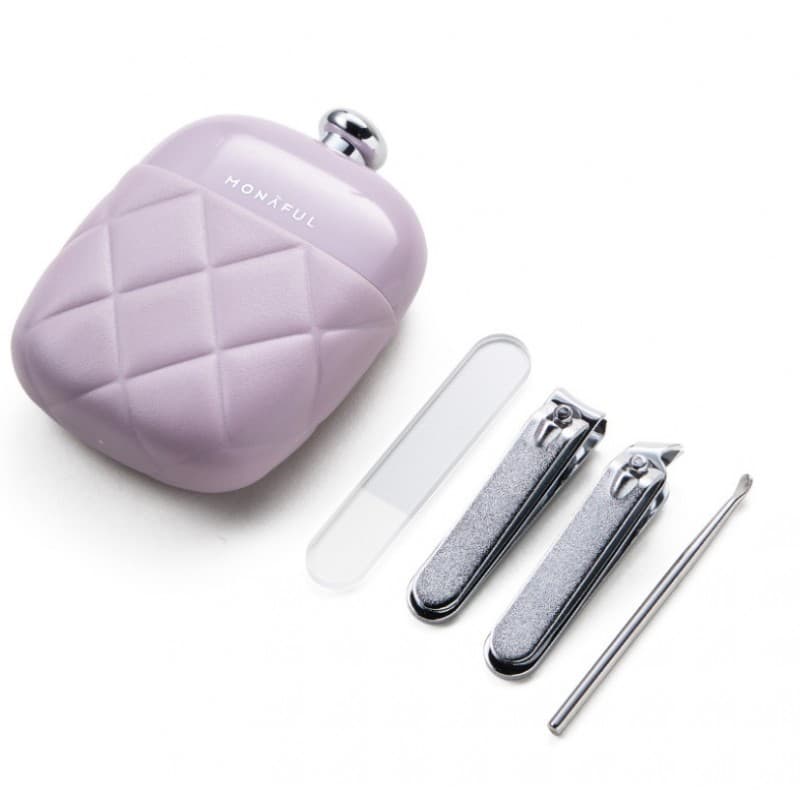 Zestaw akcesoriów etui do paznokci manicure fioletowy, 4w1