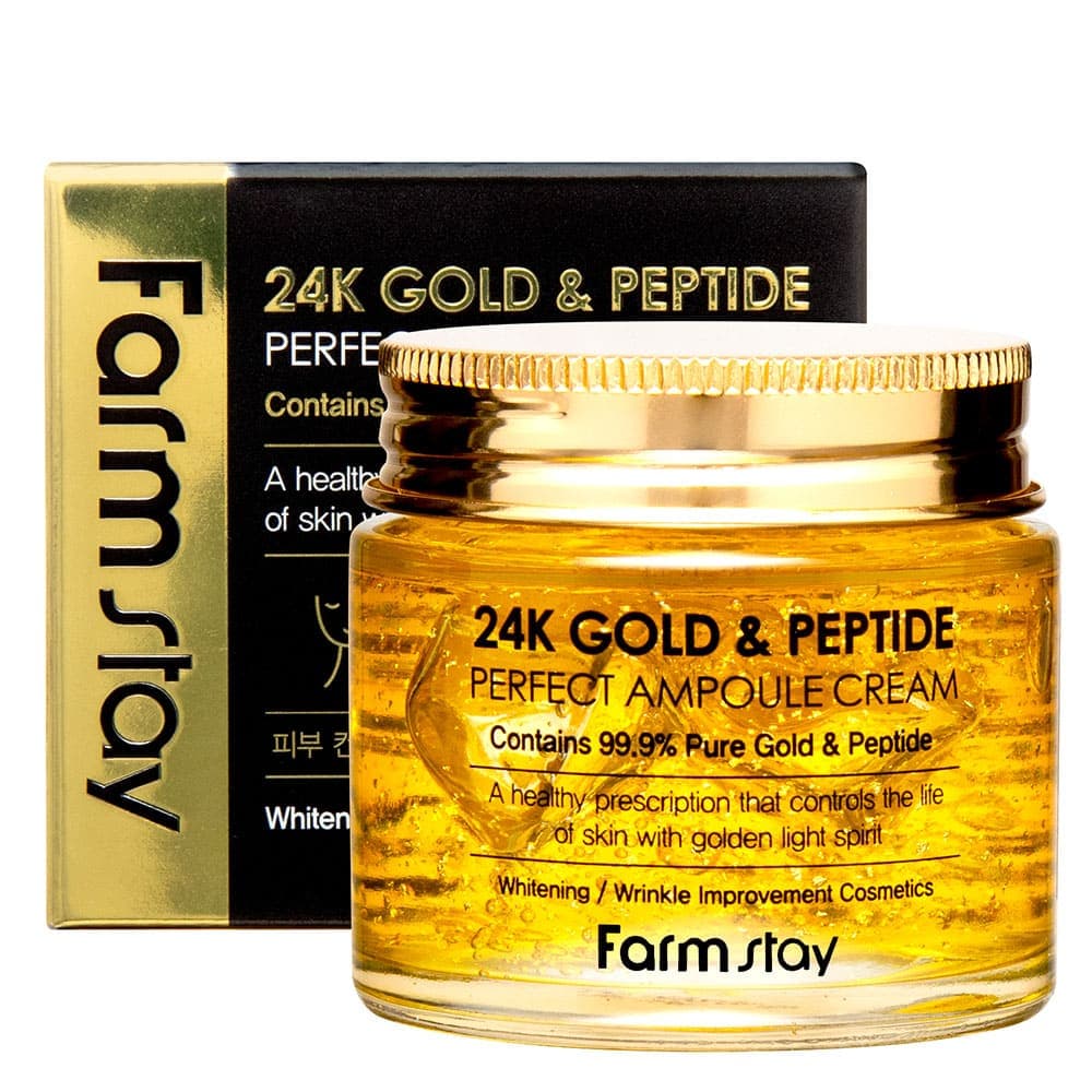 FARMSTAY - 24K Gold & Peptide Perfect Ampoule Cream, Ampułka do twarzy ze złotem i peptydami