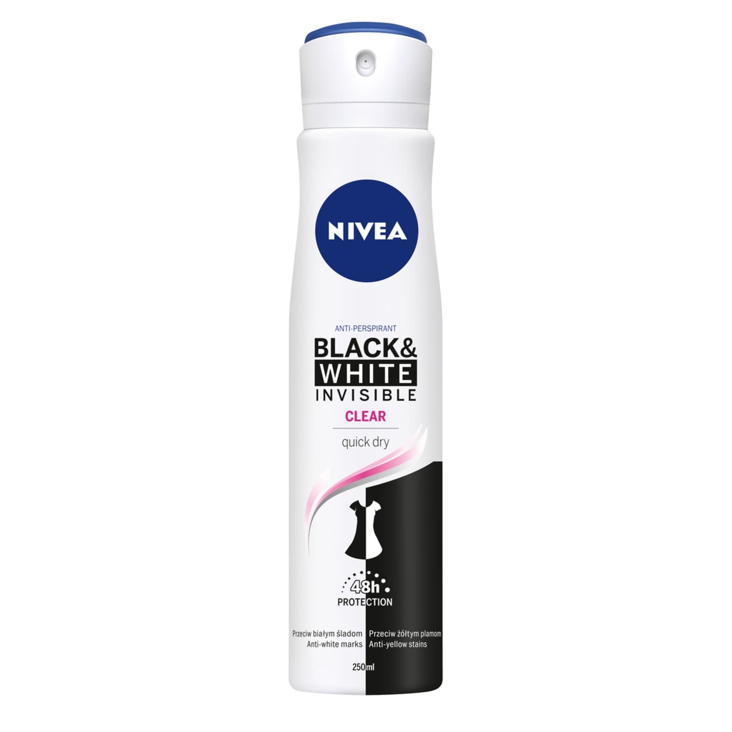 Black&White Invisible Clear Antyperspirant damski w spray'u