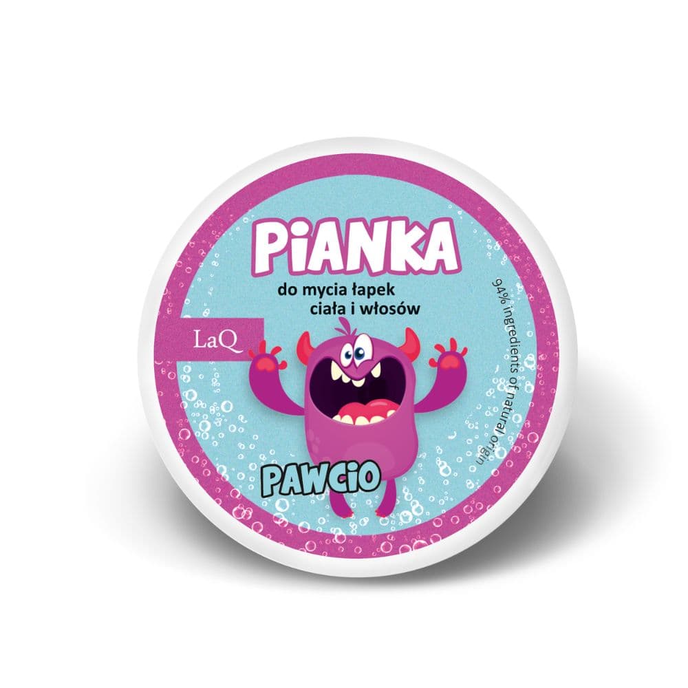 pianka do mycia łapek , ciała i włosów Pawcio niebieska