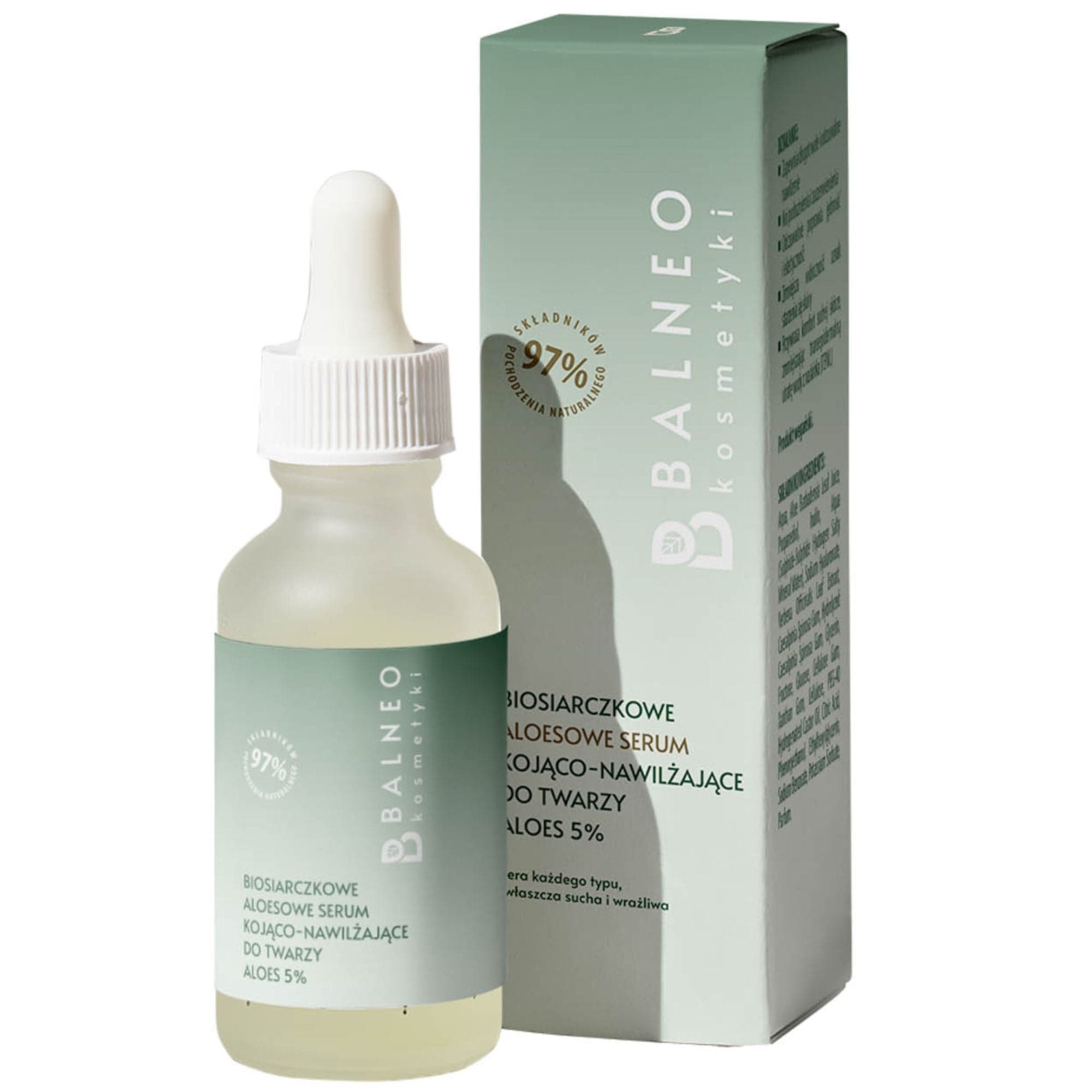 Biosiarczkowe Aloesowe Serum do twarzy kojąco-nawilżające aloes 5%