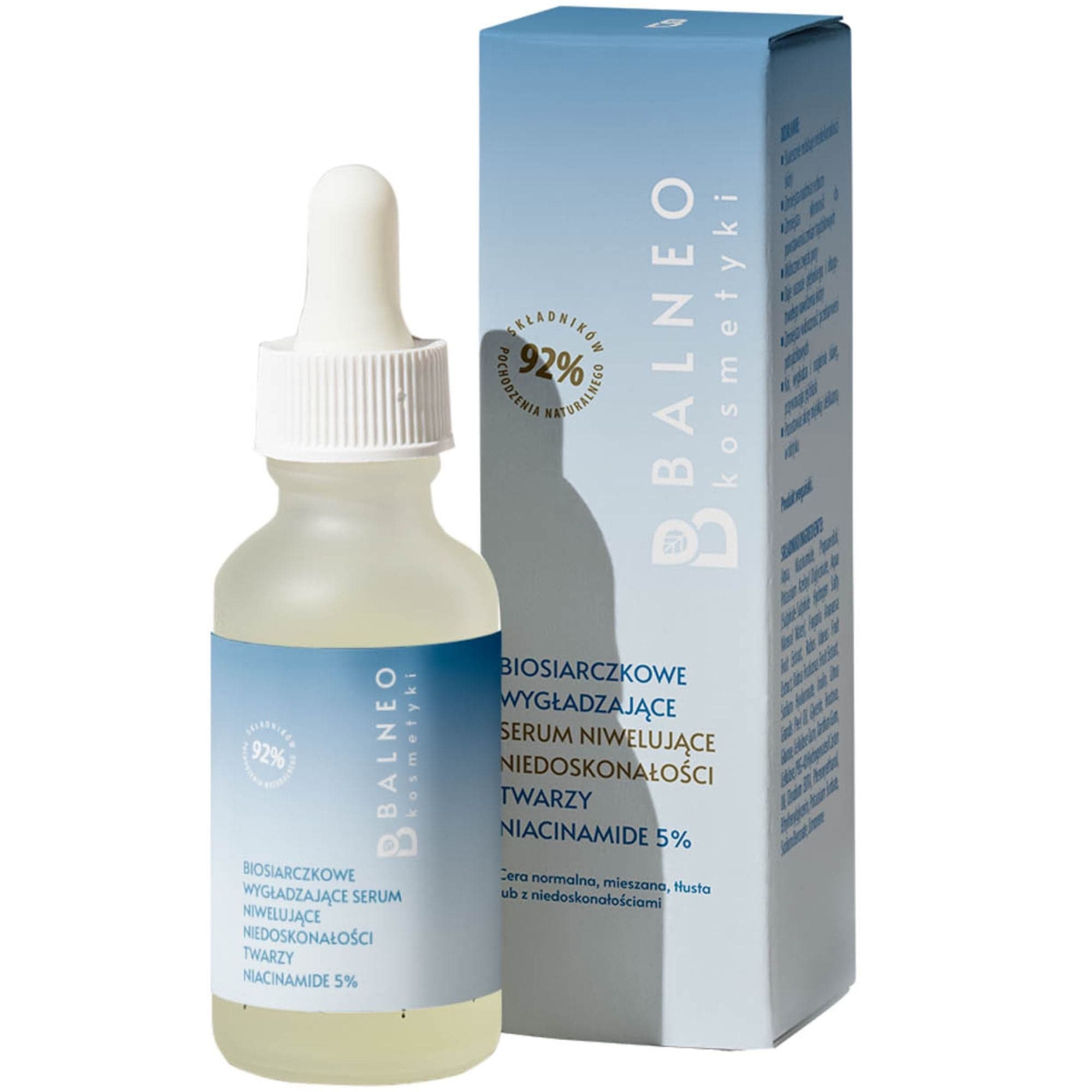 Biosiarczkowe Serum niwelujące niedoskonałości twarzy wygładzające niacinamide 5%
