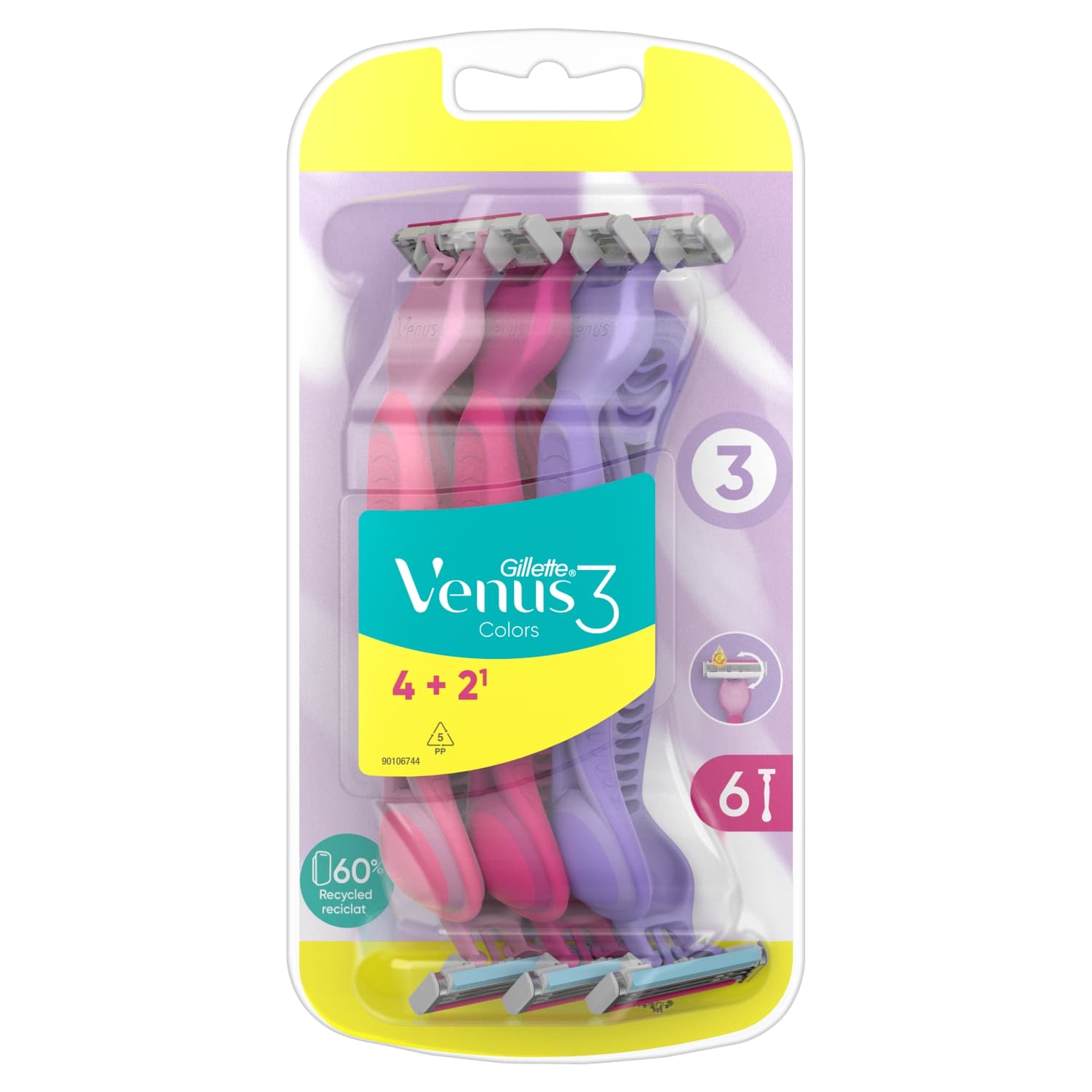 Venus 3Colors Maszynki jednorazowe, liczba sztuk wopakowaniu: 6