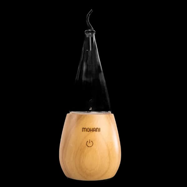 Nebulizator - dyfuzor olejków eterycznych Mohani - jasne drewno, szklany stożek