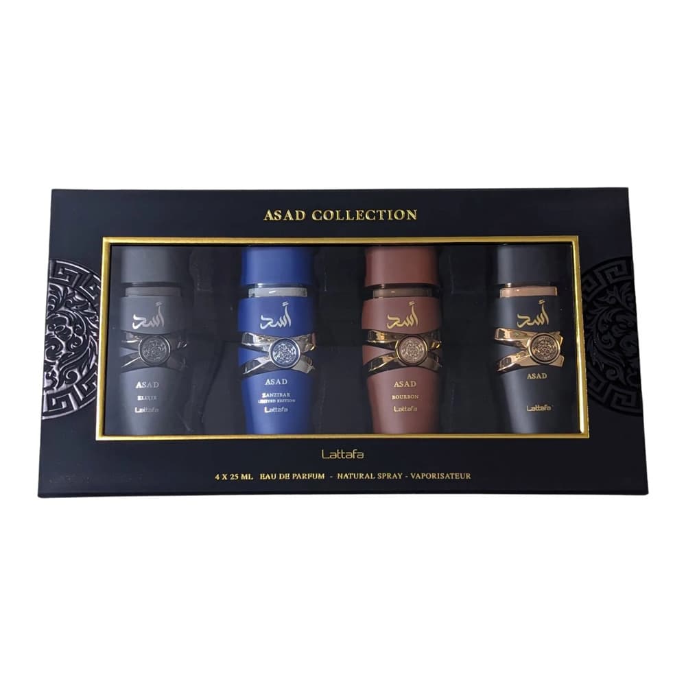 Asad Collection Zestaw Asad woda perfumowana + Asad Bourbon woda perfumowana + Asad Zanzibar woda perfumowana + Asad Elixir woda perfumowana