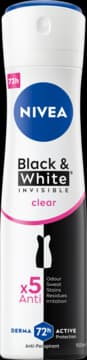 Black & White Invisible antyperspirant w sprayu, dla kobiet, 72h, Clear