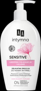 Intymna Sensitive emulsja do higieny intymnej, łagodna pielęgnacja i kojenie, Kwas Mlekowy i Rumianek