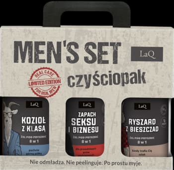 Czyściopak zestaw dla mężczyzn, 3 x żel pod prysznic 8w1: Podchmielony Kozioł z Klasą + Zapach Seksu i Biznesu + Ryszard z Bieszczad