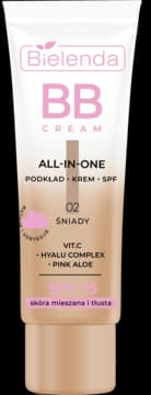 BB Cream All-In-One podkład-krem BB do twarzy, dla skóry mieszanej i tłustej, SPF 15, nr 02 Śniady