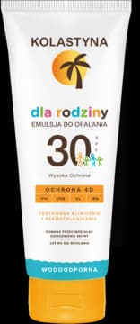 Dla rodziny emulsja do opalania, wodoodporna, UVA, UVB, VL, IRA, SPF 30