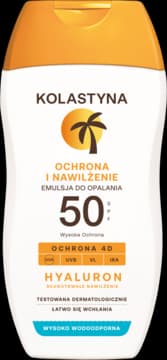 Hyaluron Ochrona i Nawilżenie emulsja do opalania, wodoodporna, UVA, UVB, VL, IRA, SPF 50