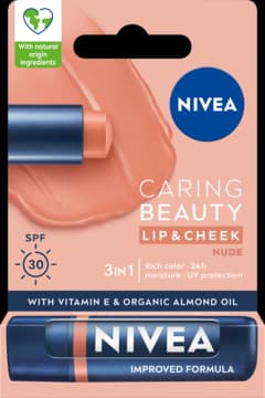 Caring Beauty pomadka do ust, 3w1, SPF 30, Nude