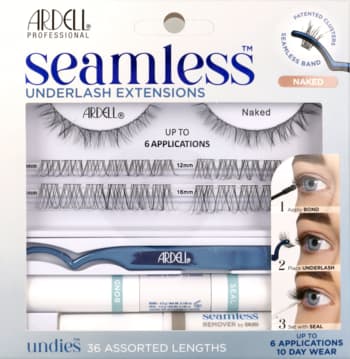 Seamless Underlash Extensions Naked kępki rzęs + klej + produkt do ściągania kępek + aplikator, zestaw