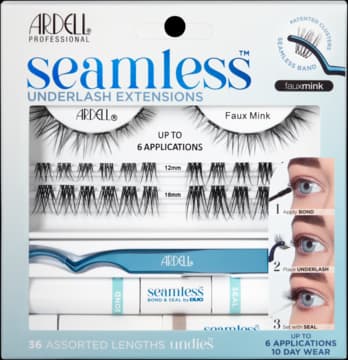 Seamless Underlash Extensions Faux Mink kępki rzęs + klej + produkt do ściągania kępek + aplikator, zestaw
