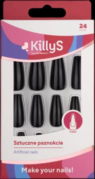 Salon Results Make Your Nails! sztuczne paznokcie, kształt trumienka, Black