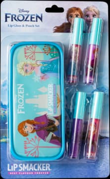 Disney Frozen zestaw kosmetyków do makijażu dla dzieci, 4 błyszczyki i kosmetyczka
