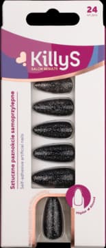 Salon Results sztuczne paznokcie, samoprzylepne, Black Glitter