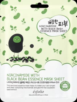 Niacinamide with Black Bean Essence maska w płachcie, z niacynamidem, rozświetlająca