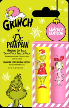 The Grinch zestaw kosmetyków dla kobiet, balsam do ust Oryginalny + balsam do ust Brzoskwiniowo-Różowy