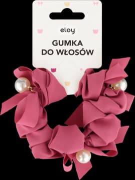gumka do włosów, Scrunchie, Koraliki, Ciemnoróżowa