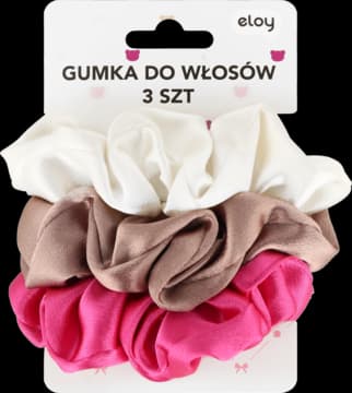 gumki do włosów, Scrunchies, Biała, Brązowa i Różowa