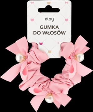 gumka do włosów, Scrunchie, Koraliki, Jasnoóżowa