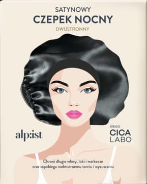 czepek nocny, satynowy, dwustronny, Czarny