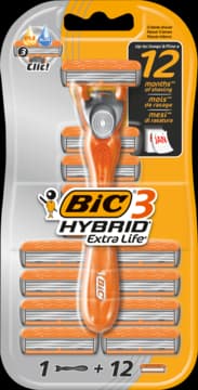 3 Hybrid Extra Life maszynka do golenia dla mężczyzn, 1 rączka + 12 wkładów, 3 ostrzowa