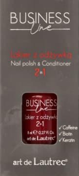 Business line lakier do paznokci, z odżywką, 2w1, nr 04, Czerwień