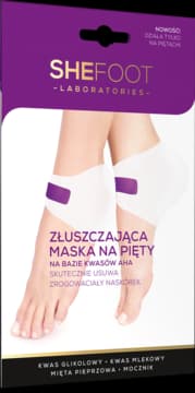 maska na pięty złuszczająca, na bazie kwasów AHA