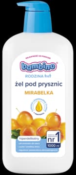 Rodzina żel pod prysznic dla dorosłych i dzieci 3+, hiperdelikatny, zapach Mirabelki