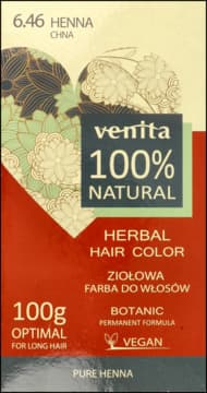 100% Natural farba do włosów, ziołowa, nr 6.46 Chna