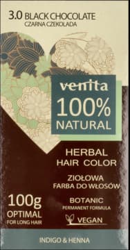 100% Natural farba do włosów, ziołowa, nr 3.0 Czarna Czekolada