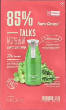 Talks Vegan maska w płachcie, oczyszczająca, Green Grape & Kale