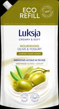 Creamy & Soft mydło w płynie, do rąk, kremowe, odżywcze, Oliwka i Jogurt, zapas