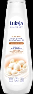 Creamy & Soft płyn do kąpieli, kremowy, łagodzący, Mleczko bawełniane i Prowitamina B5