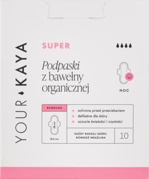 podpaski higieniczne, z bawełny organicznej, na noc