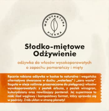Słodko-miętowe Odżywienie odżywka do włosów wysokoporowatych, o zapachu pomarańczy i mięty