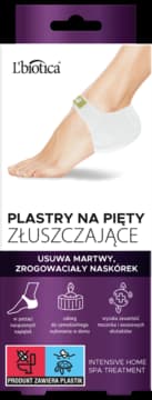 plastry na pięty w formie nasączonego płatka, złuszczające