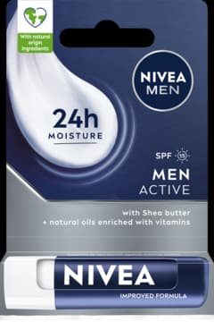 Men Active pomadka do ust, pielęgnacyjna, 24h nawilżenia, SPF 15