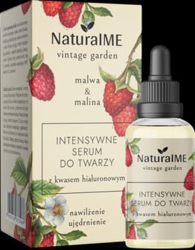 Vintage Garden serum do twarzy z Kwasem Hialuronowym, nawilżenie i ujędrnienie, Malwa i Malina