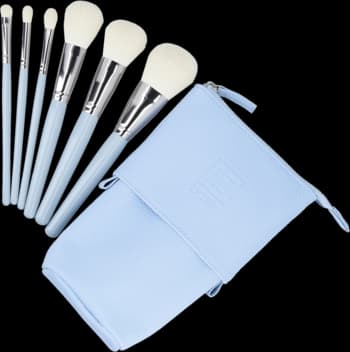 Basic zestaw 6 pędzli do makijażu z etui, Niebieski