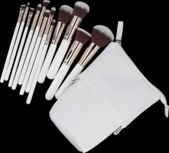 Basic zestaw 12 pędzli do makijażu z etui, Biały