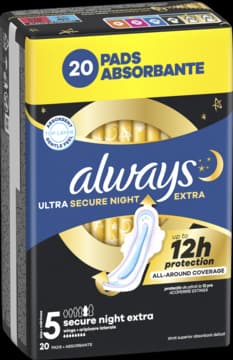 Ultra podpaski higieniczne, na noc, ze skrzydełkami, Secure Night Extra