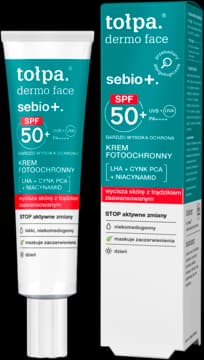 Dermo Face Sebio+. krem do twarzy, fotoochronny, SPF 50+, PA++++, na dzień