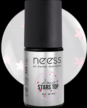 Disco Stars top coat do lakierów hybrydowych, z kolorowymi drobinkami, no wipe