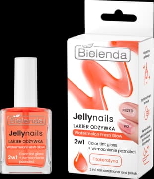 JellyNails odżywka lakier do paznokci, z Fitokeratyną, 2w1, Watermelon Fresh Glow